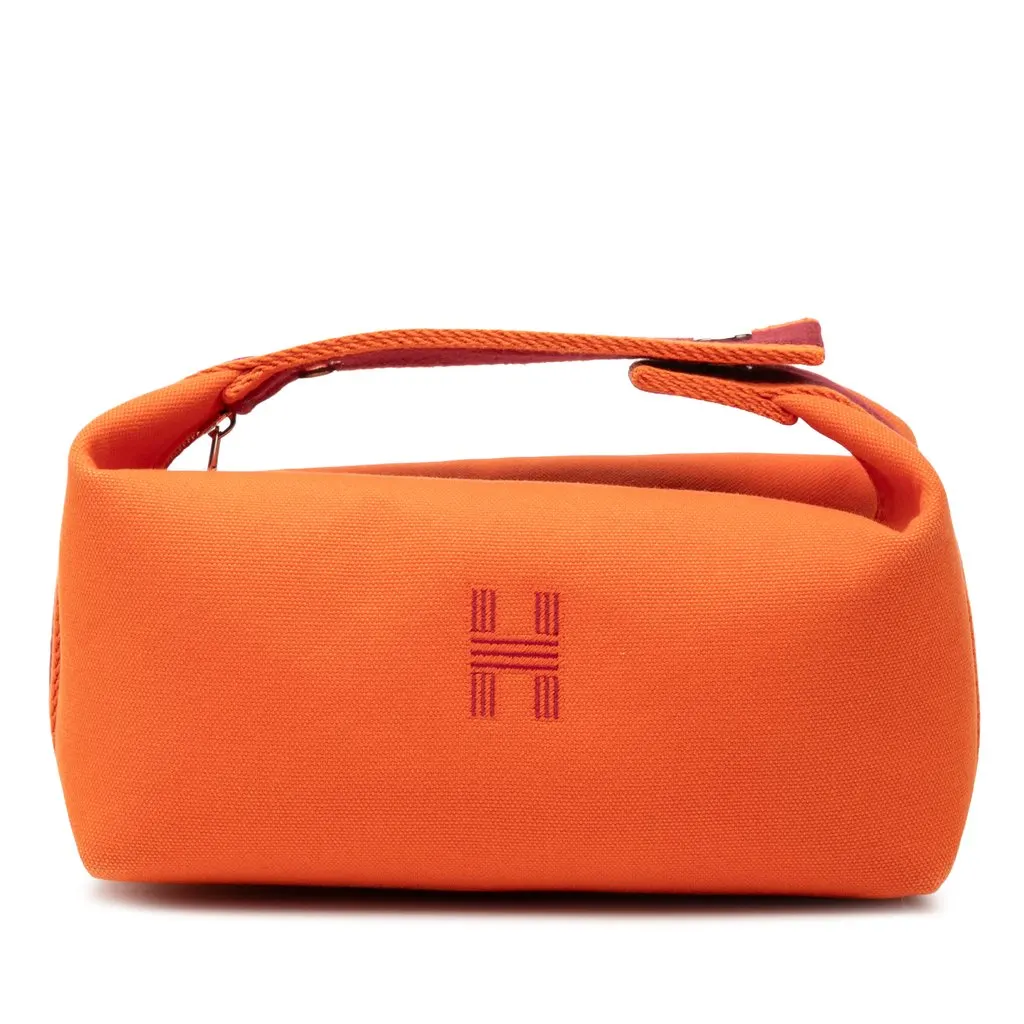 Hermès Small Toile Bride A Brac Case Orange Canvas Very good - Front View