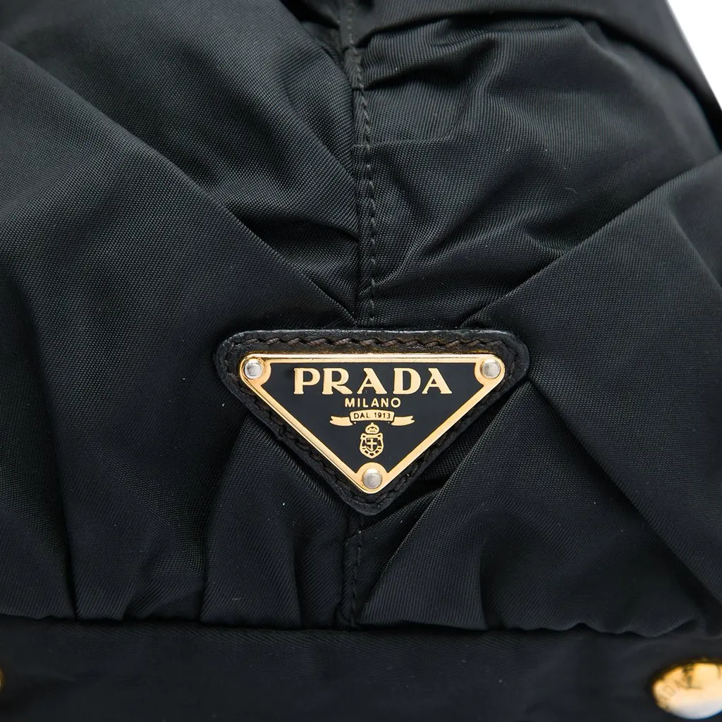 Prada Tessuto Origami Pleated Tote Black Polyamide Very good - Box View