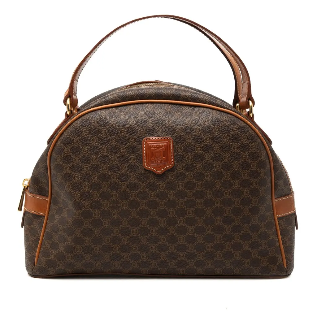 Celine Macadam Coated Canvas Dome Handbag Brown Good - Front View