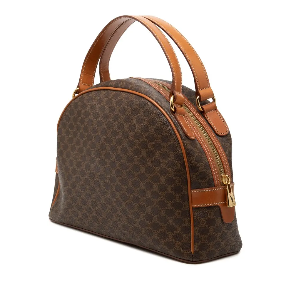 Celine Macadam Coated Canvas Dome Handbag Brown Good - Back View