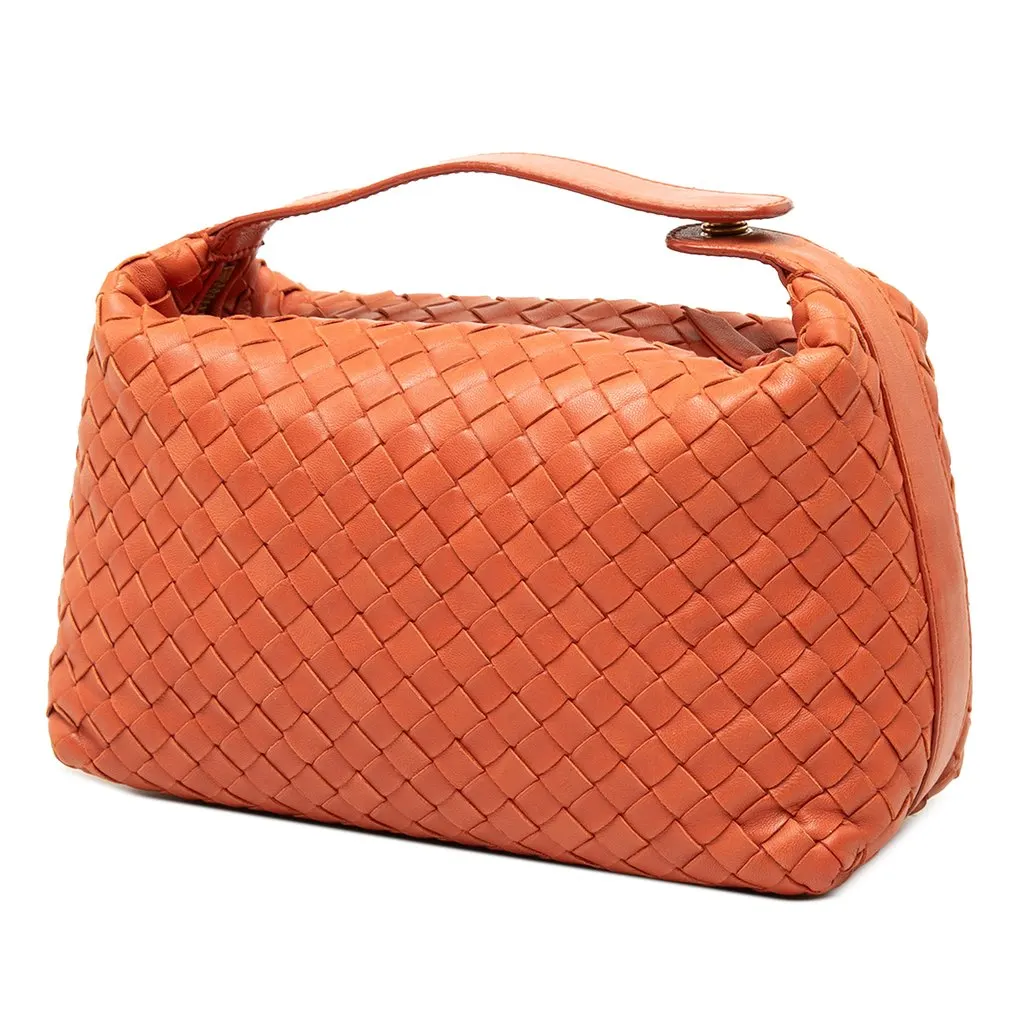 Bottega Veneta Mini Nappa Intrecciato Wallace Handbag Orange Leather Good - Back View