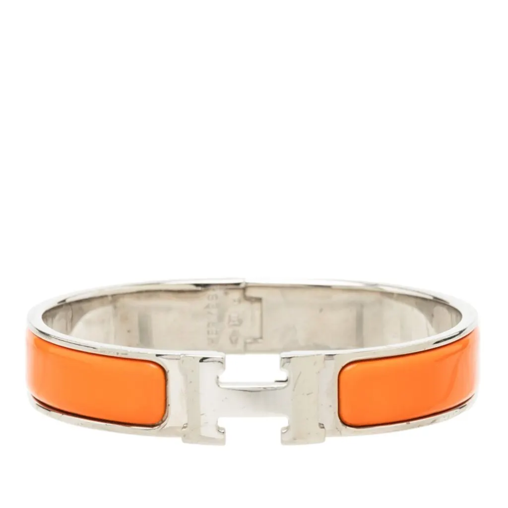 Hermès Narrow Enamel Clic H Bracelet PM Orange Very good - Front View