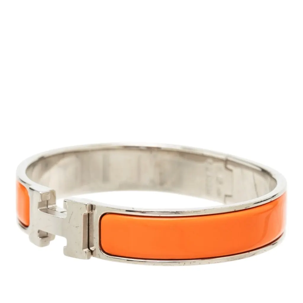 Hermès Narrow Enamel Clic H Bracelet PM Orange Very good - Back View
