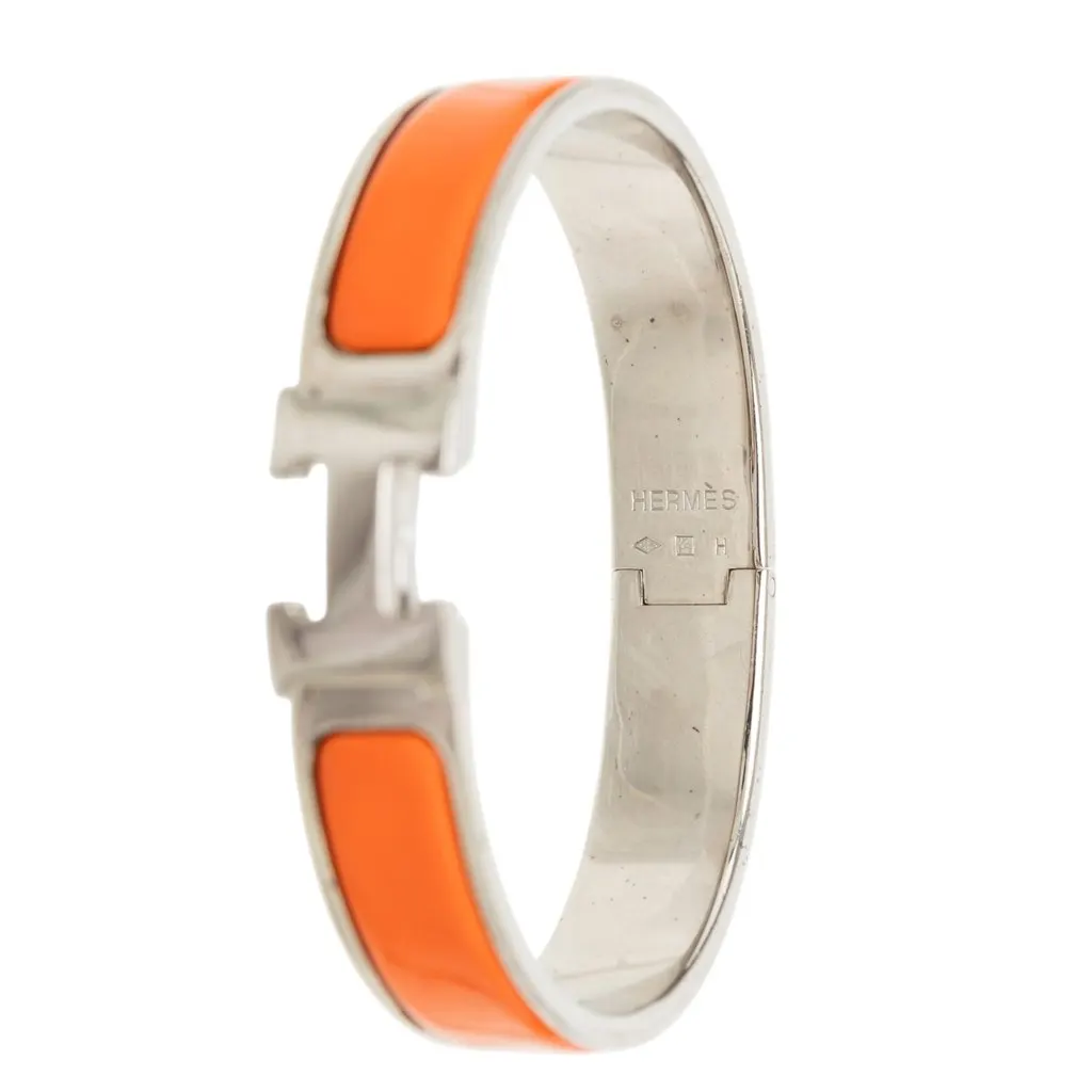 Hermès Narrow Enamel Clic H Bracelet PM Orange Very good - Model View