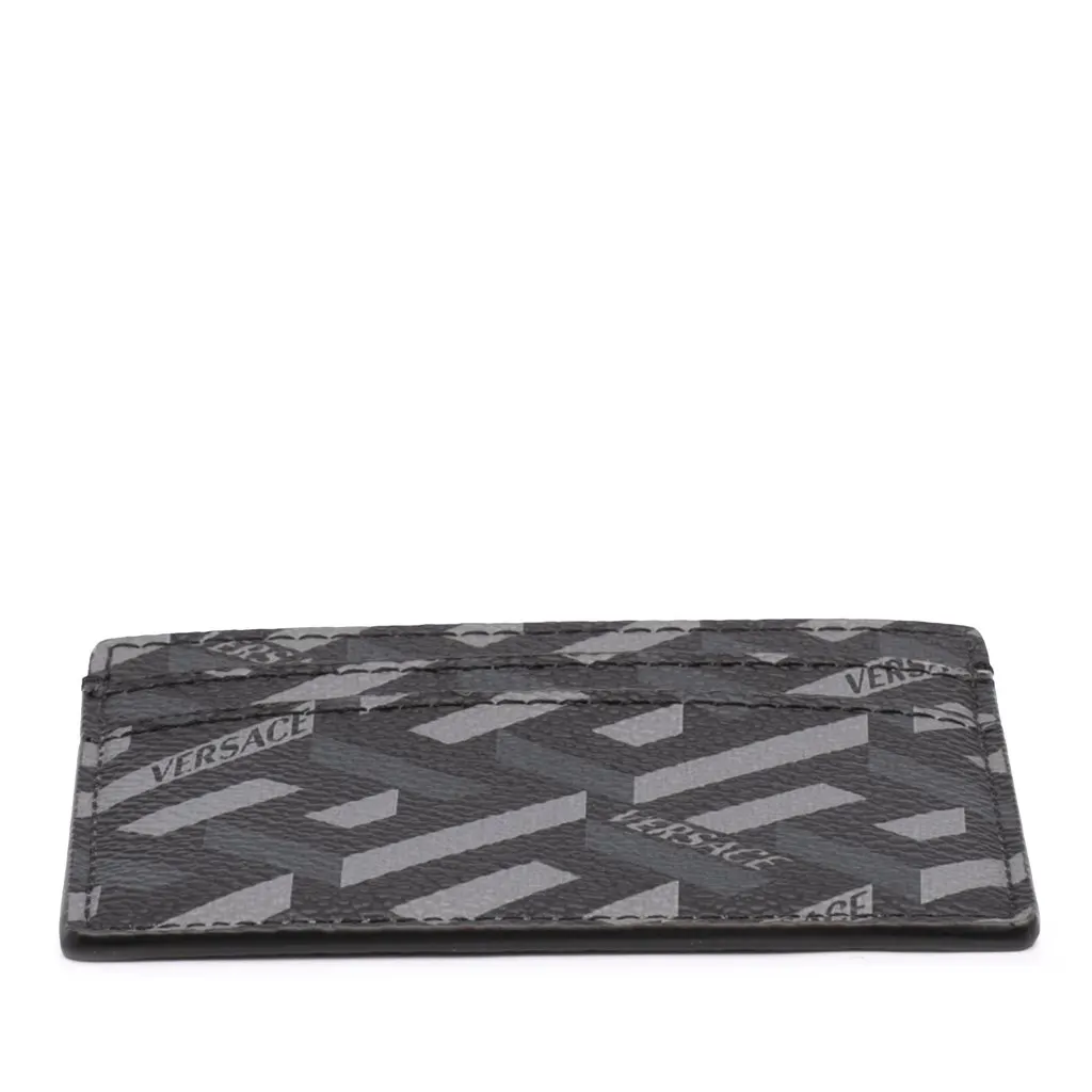 Versace La Greca Coated Canvas Card Holder Black Leather Very good - Inside View