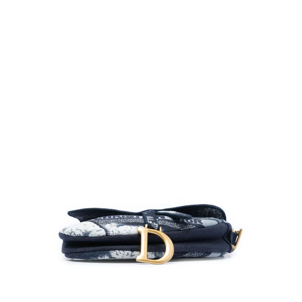 Dior Canvas Embroidered Tie Dye Saddle Bag Blue Very good - Inside View