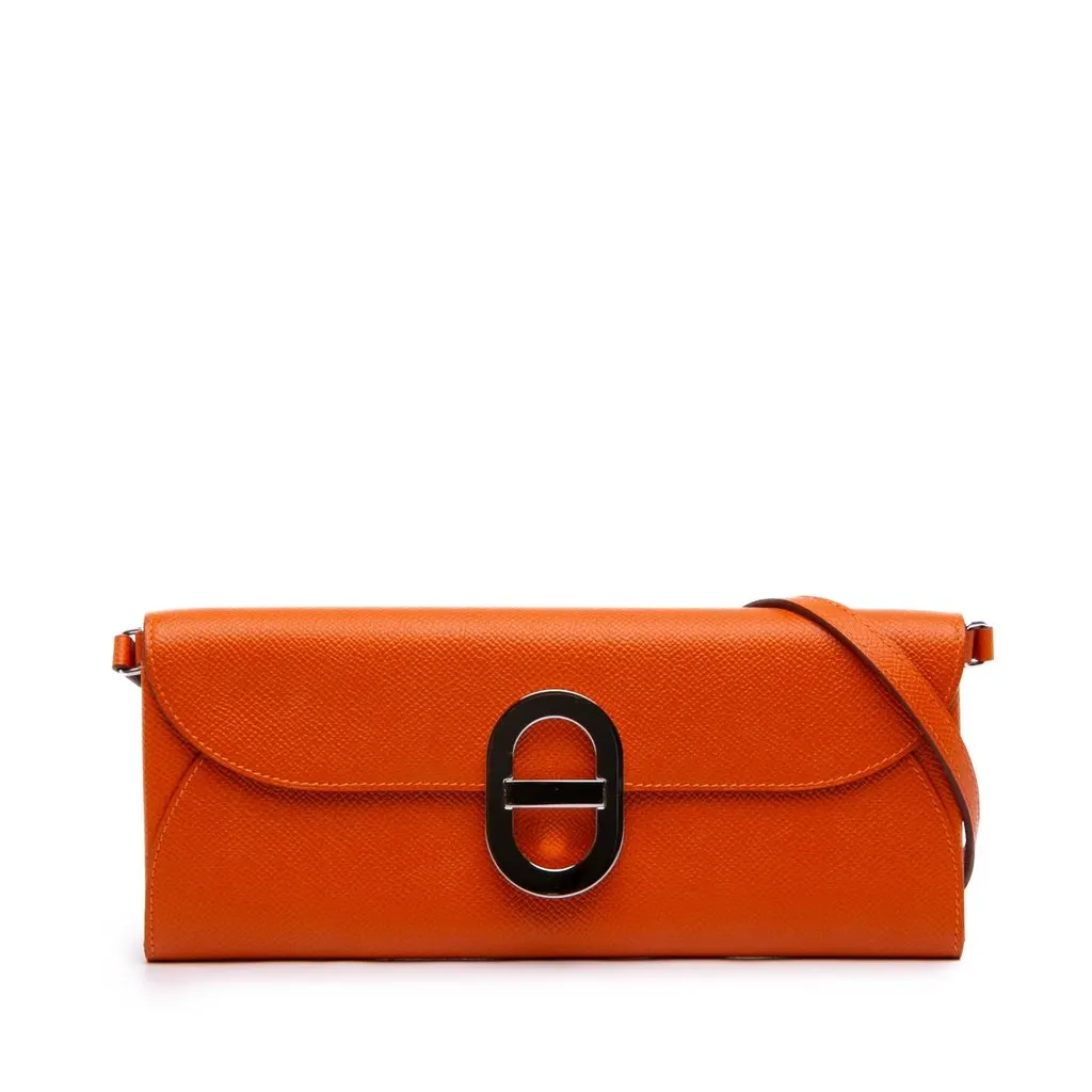 Hermès Epsom Maillon To Go Wallet Orange Leather Very good - Front View