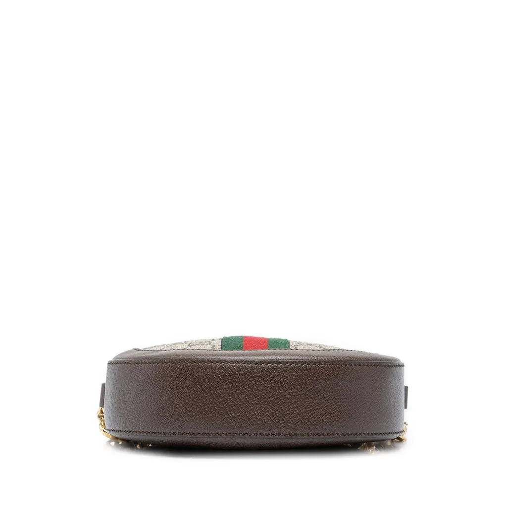 Gucci Mini GG Supreme Web Ophidia Round Crossbody Beige Canvas Very good - Inside View