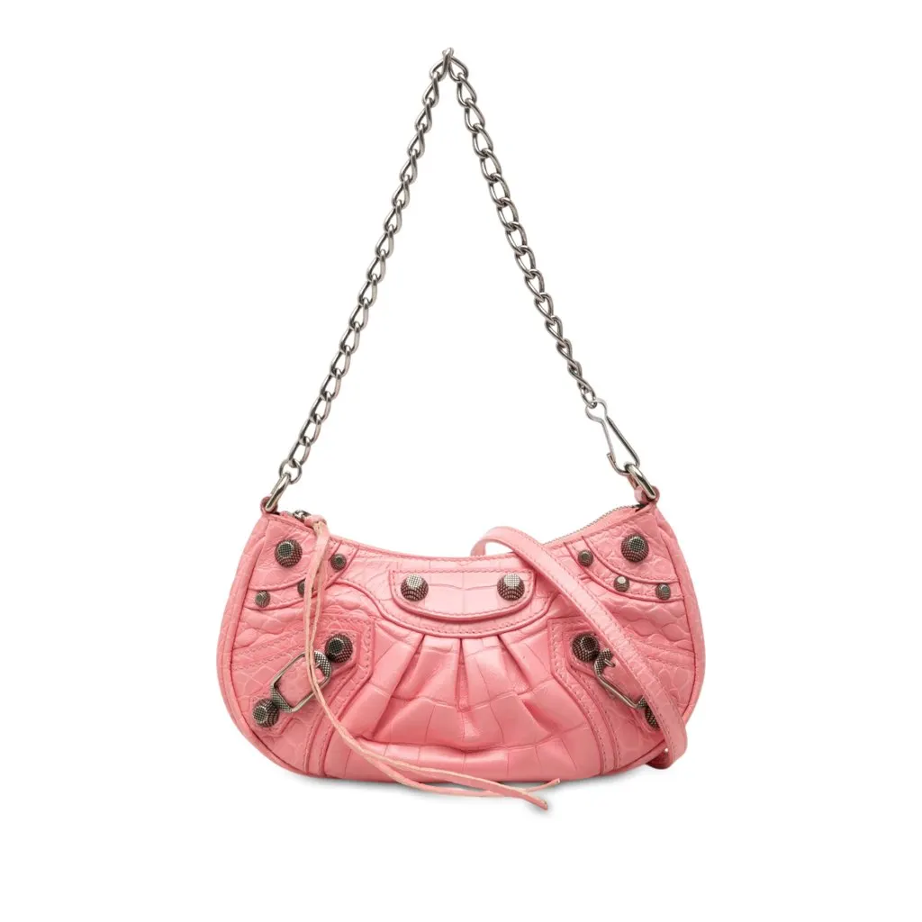Balenciaga Mini Embossed Leather Motocross Le Cagole Pink Leather Very good - Front View