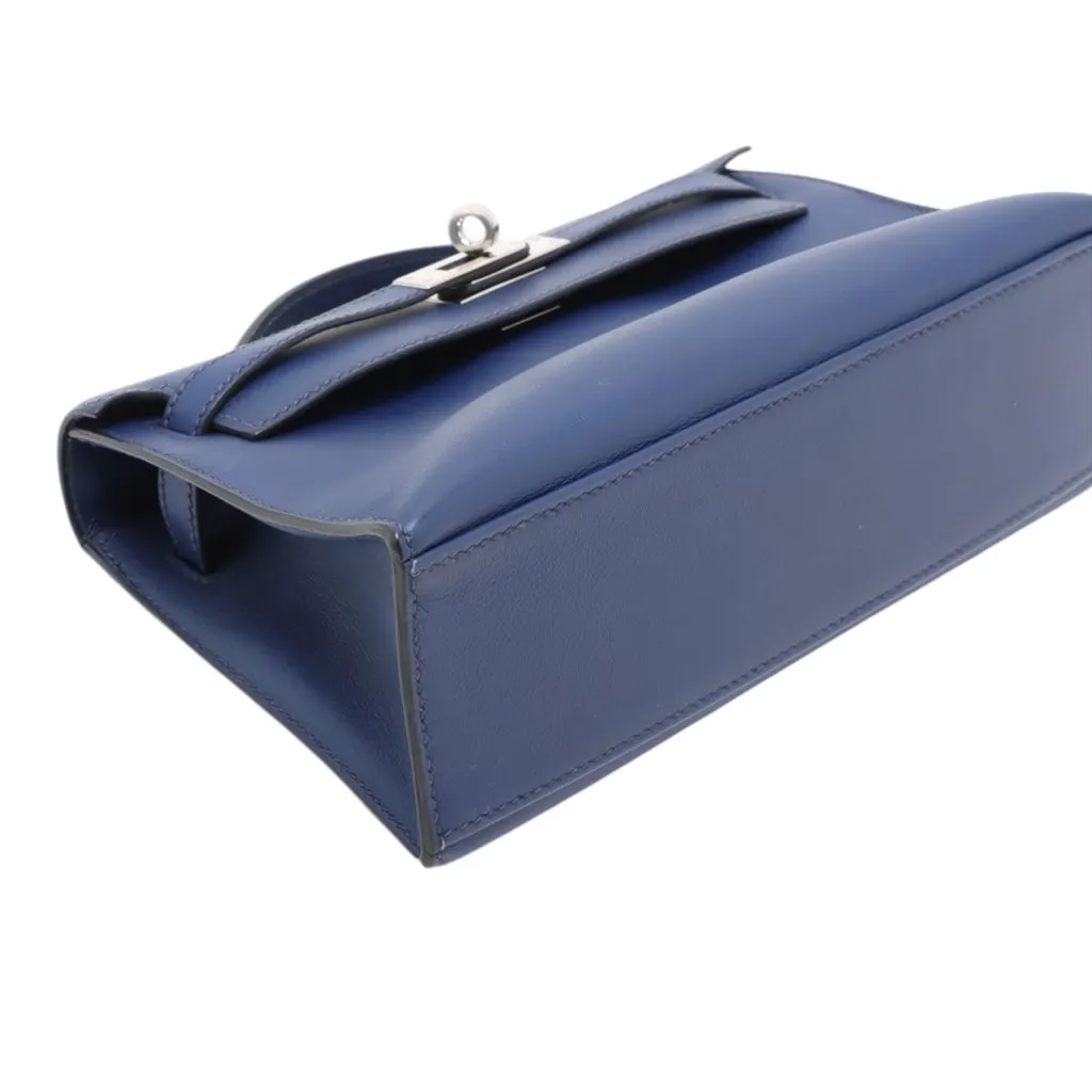 Hermès Swift Kelly Pochette 22 Blue Leather Good - Inside View