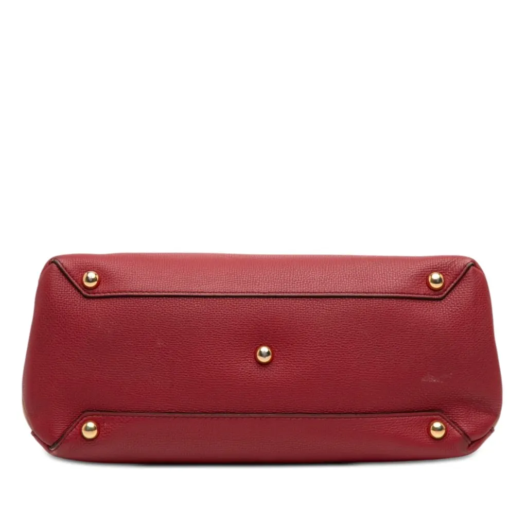 Burberry Medium Leather and House Check Banner Satchel Red Leather Very good - Inside View