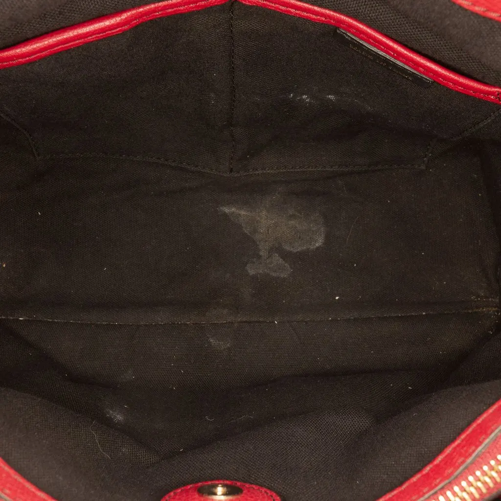Burberry Medium Leather and House Check Banner Satchel Red Leather Very good - Model View