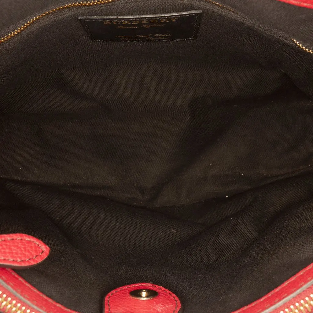 Burberry Medium Leather and House Check Banner Satchel Red Leather Very good - Box View