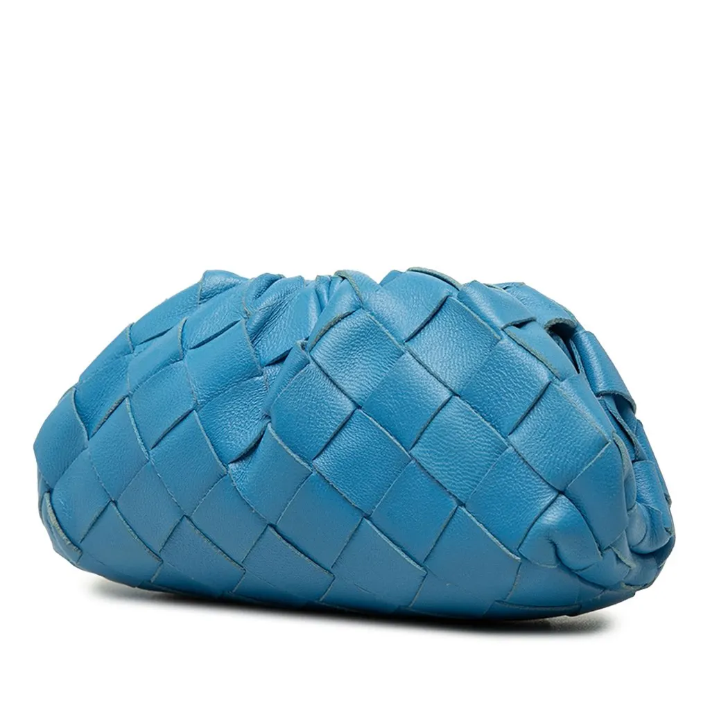 Bottega Veneta Nappa Intrecciato The Extra Mini Pouch Crossbody Blue Leather Good - Back View