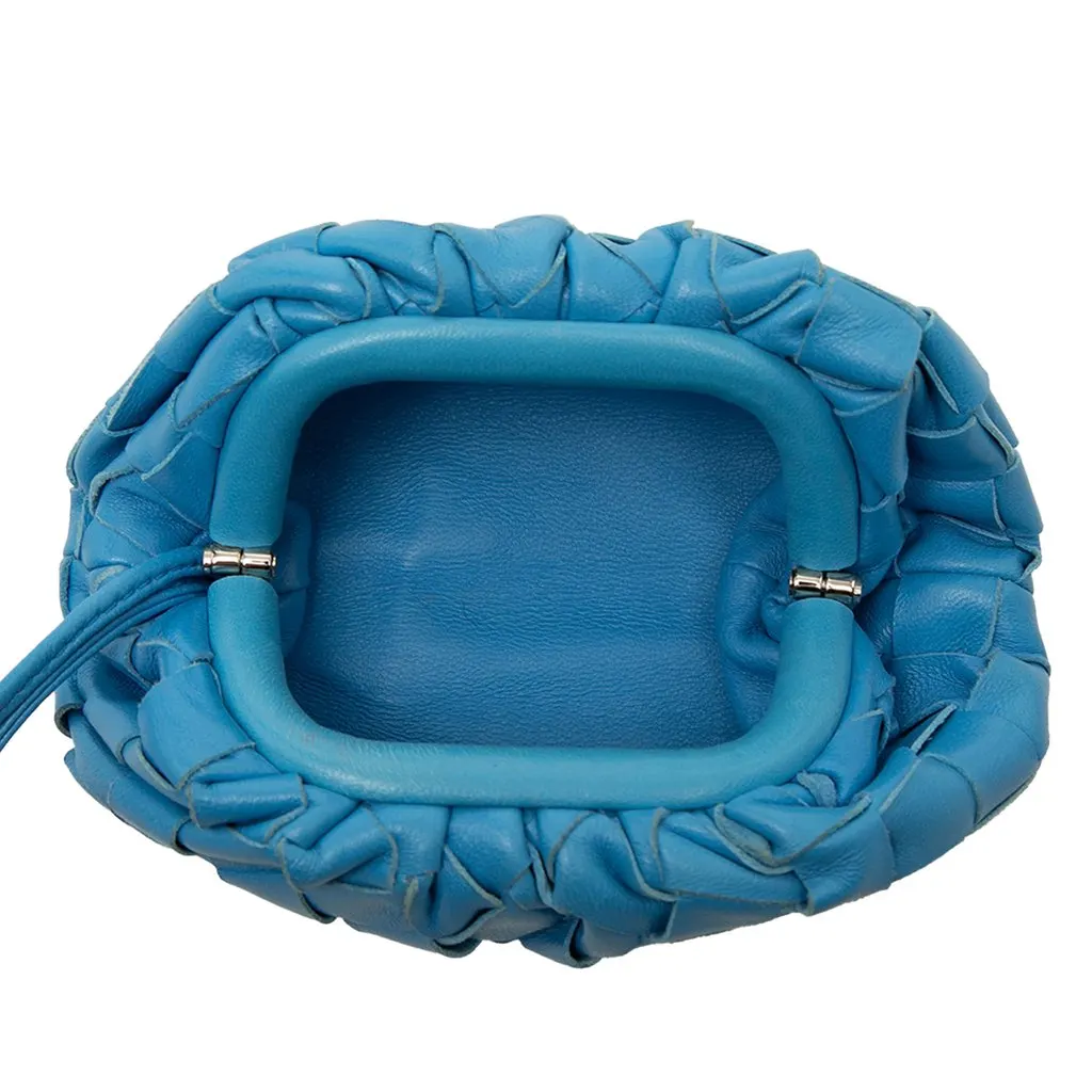 Bottega Veneta Nappa Intrecciato The Extra Mini Pouch Crossbody Blue Leather Good - Model View