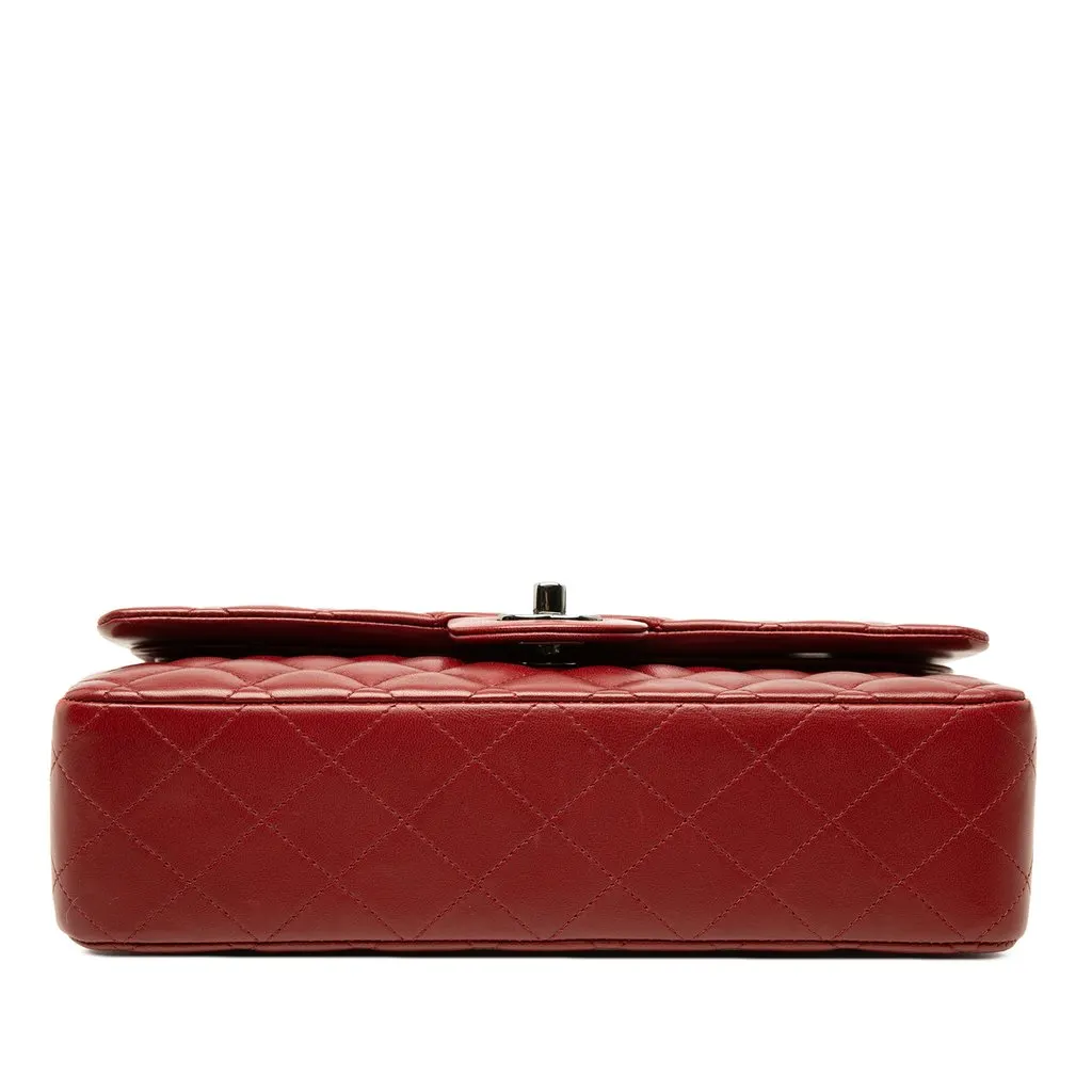 Chanel Medium Classic Lambskin Double Flap Red Leather Very good - Inside View