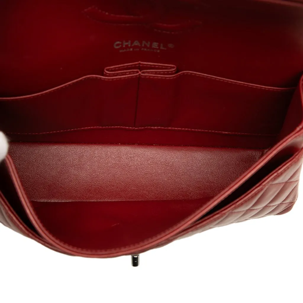 Chanel Medium Classic Lambskin Double Flap Red Leather Very good - Model View