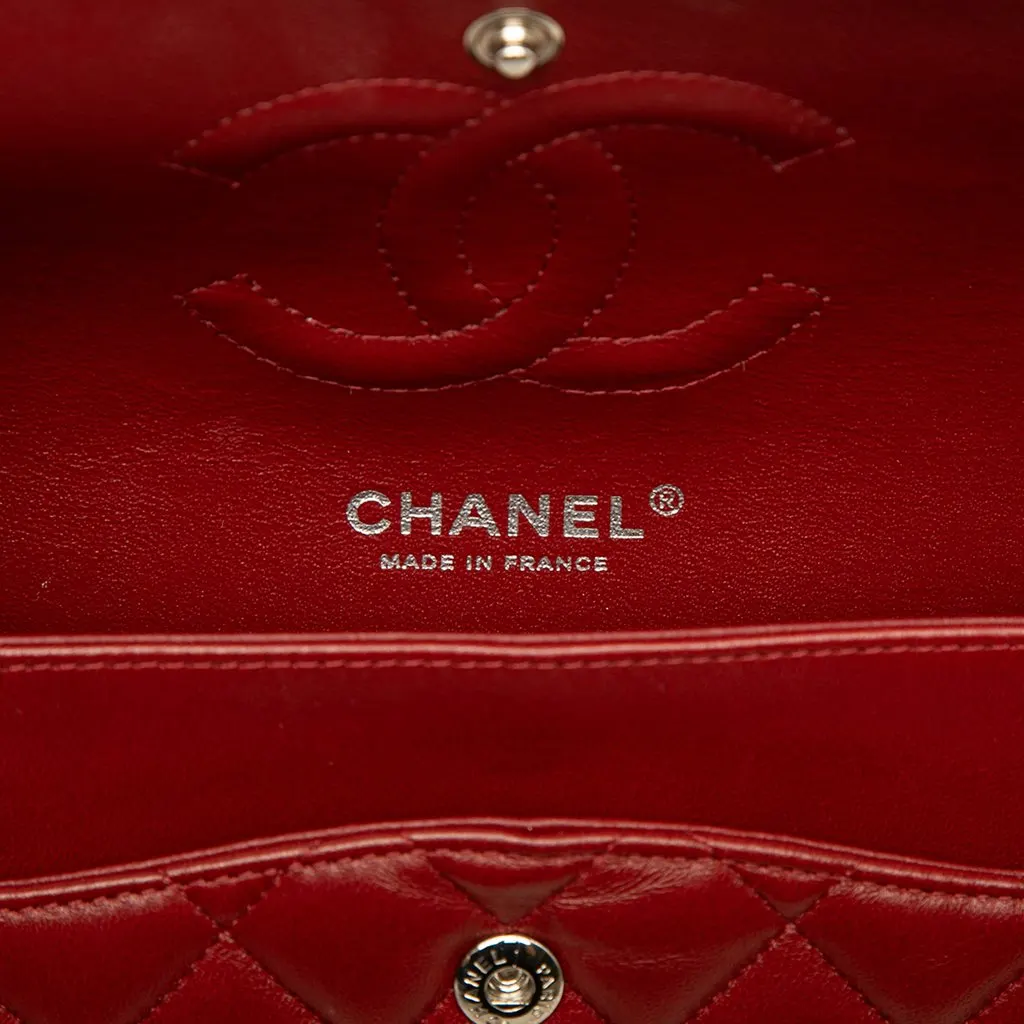 Chanel Medium Classic Lambskin Double Flap Red Leather Very good - Box View