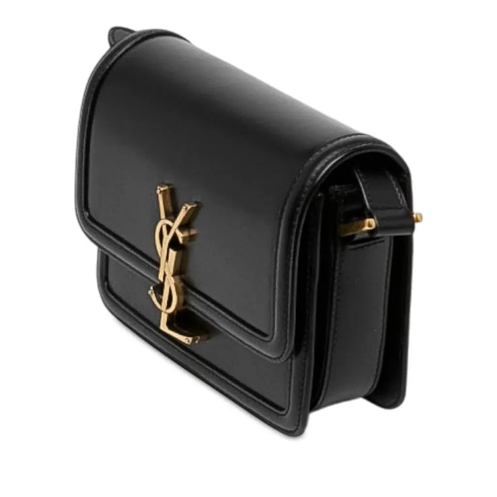 Saint Laurent Small Calfskin Solferino Satchel In Box Black Leather Very good - Back View