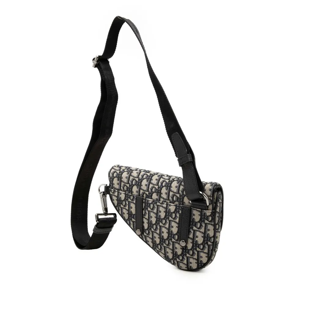 Dior Mini Oblique Canvas Saddle Belt Bag Blue Very good - Back View