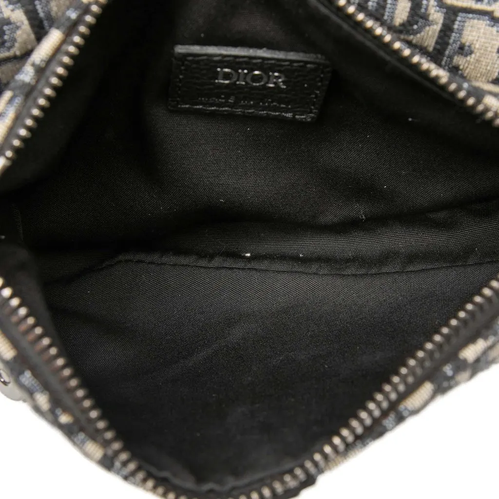 Dior Mini Oblique Canvas Saddle Belt Bag Blue Very good - Model View