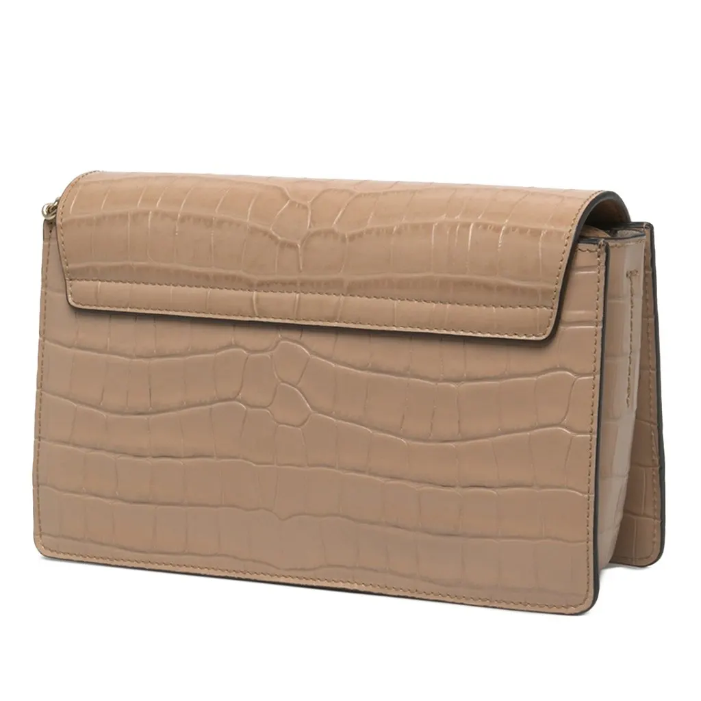 Chloé Small Croc Embossed Leather Faye Crossbody Beige Leather Very good - Back View