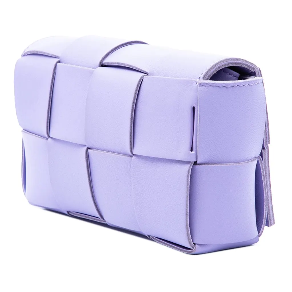 Bottega Veneta Mini Nappa Intrecciato Cassette Belt Bag Purple Leather Very good - Back View
