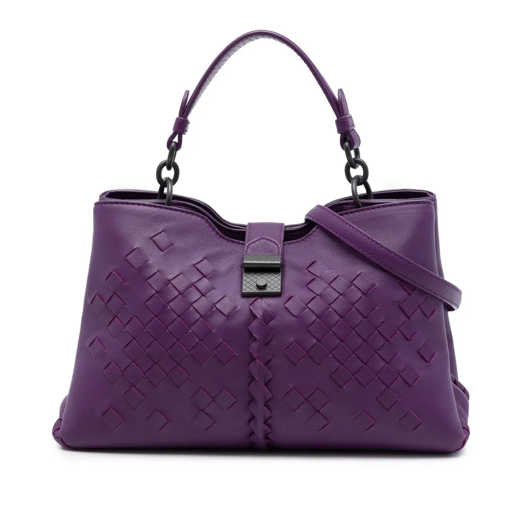 Bottega Veneta Nappa Intrecciato Napoli Satchel Purple Leather Very good - Front View