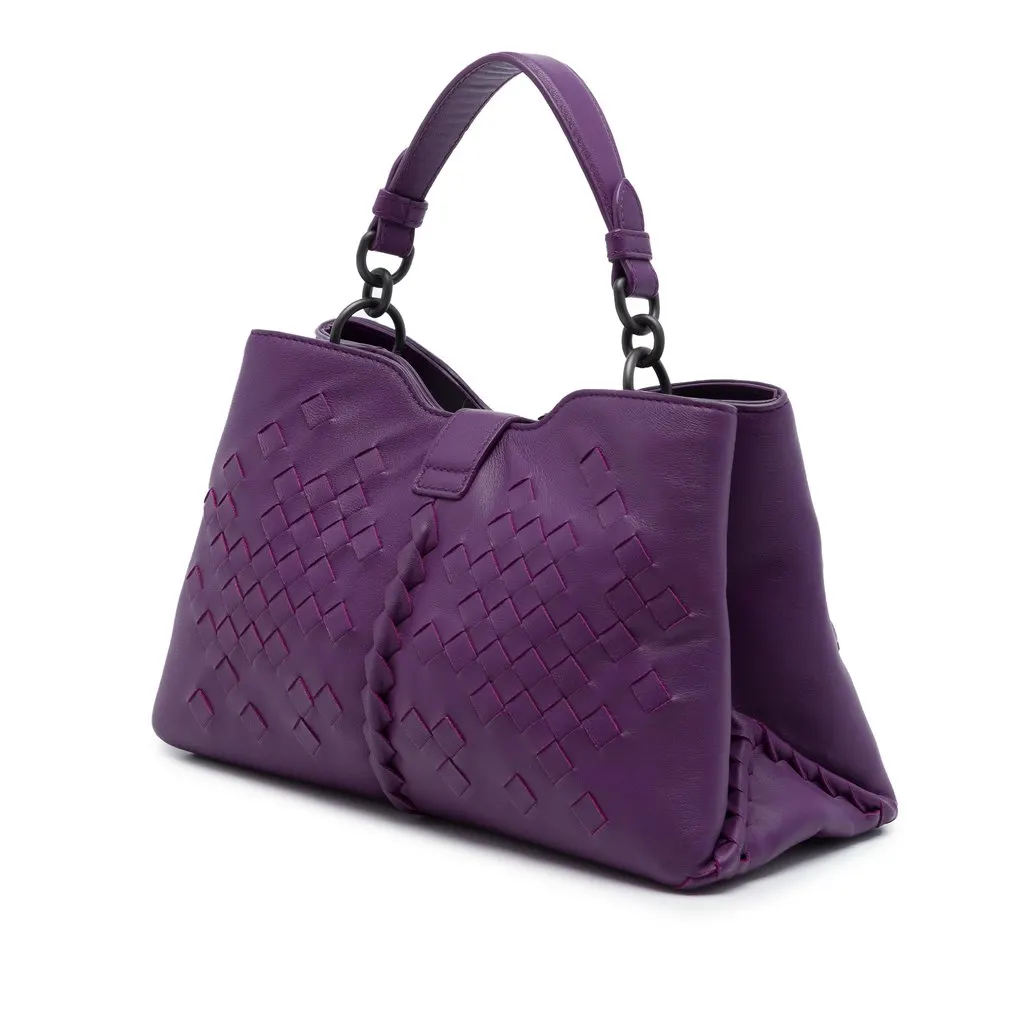 Bottega Veneta Nappa Intrecciato Napoli Satchel Purple Leather Very good - Back View