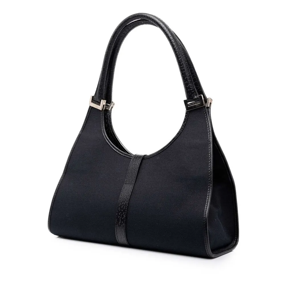 Gucci Canvas Jackie Bardot Shoulder Bag Black Very good - Back View