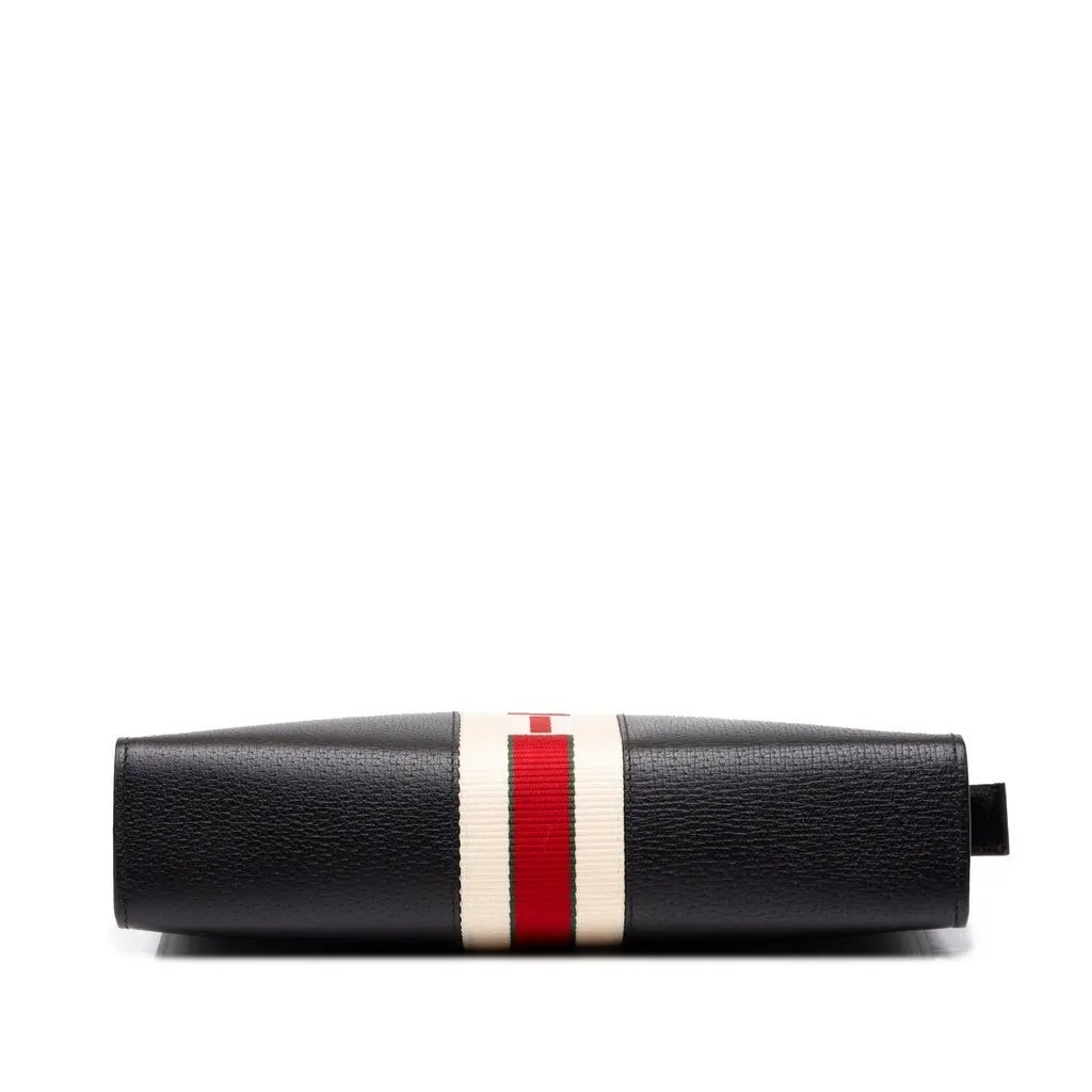 Gucci Calfskin Logo Stripe New Web Clutch Black Leather Very good - Inside View