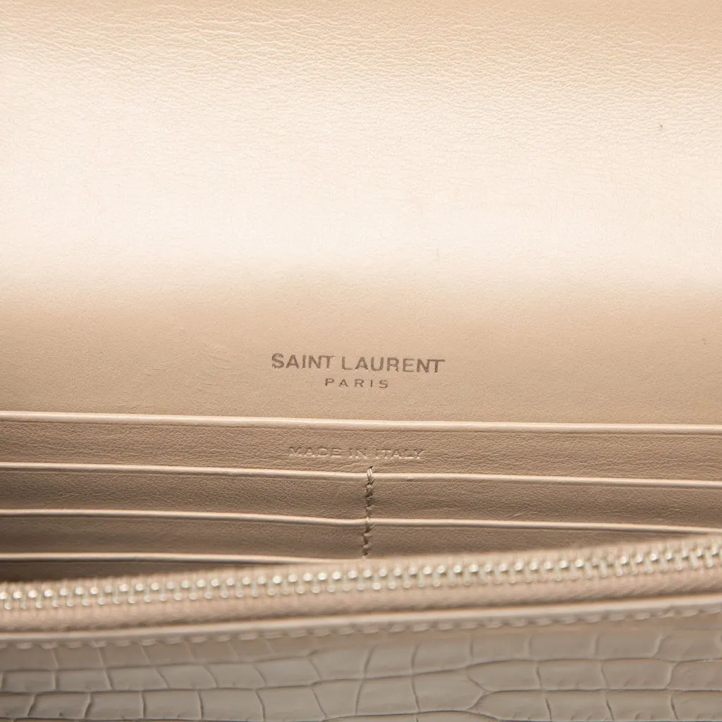 Saint Laurent Small Croc Embossed Leather Monogram Kate Tassel Crossbody Brown Leather Good - Box View