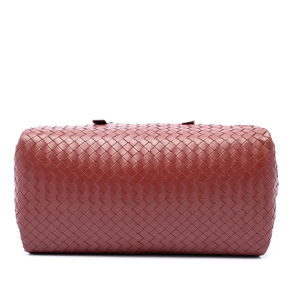 Bottega Veneta Nappa Intrecciato Boston Bag Red Leather Good - Inside View