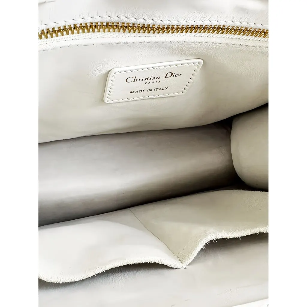 Dior Small Calfskin Macrocannage Book Tote White Leather Very good - Model View
