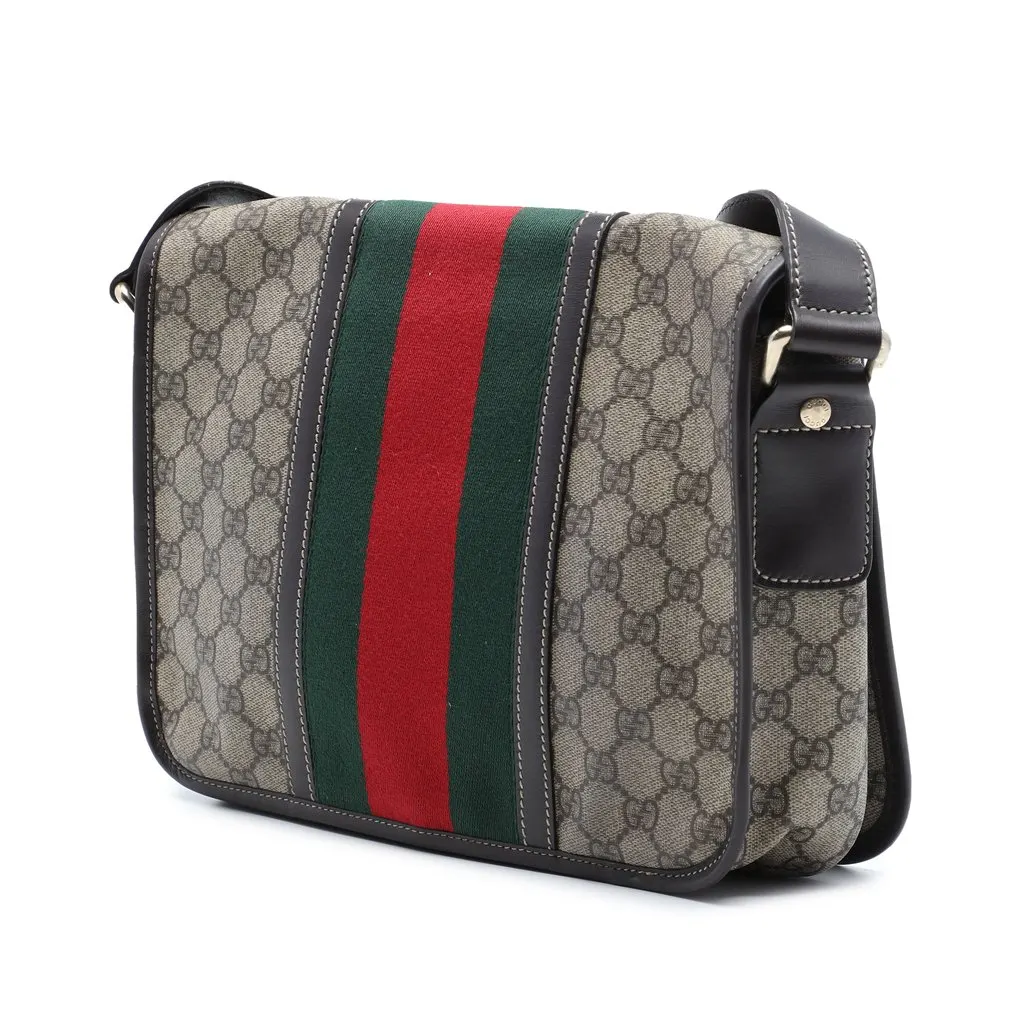 Gucci GG Supreme Web Crossbody Beige Canvas Very good - Back View