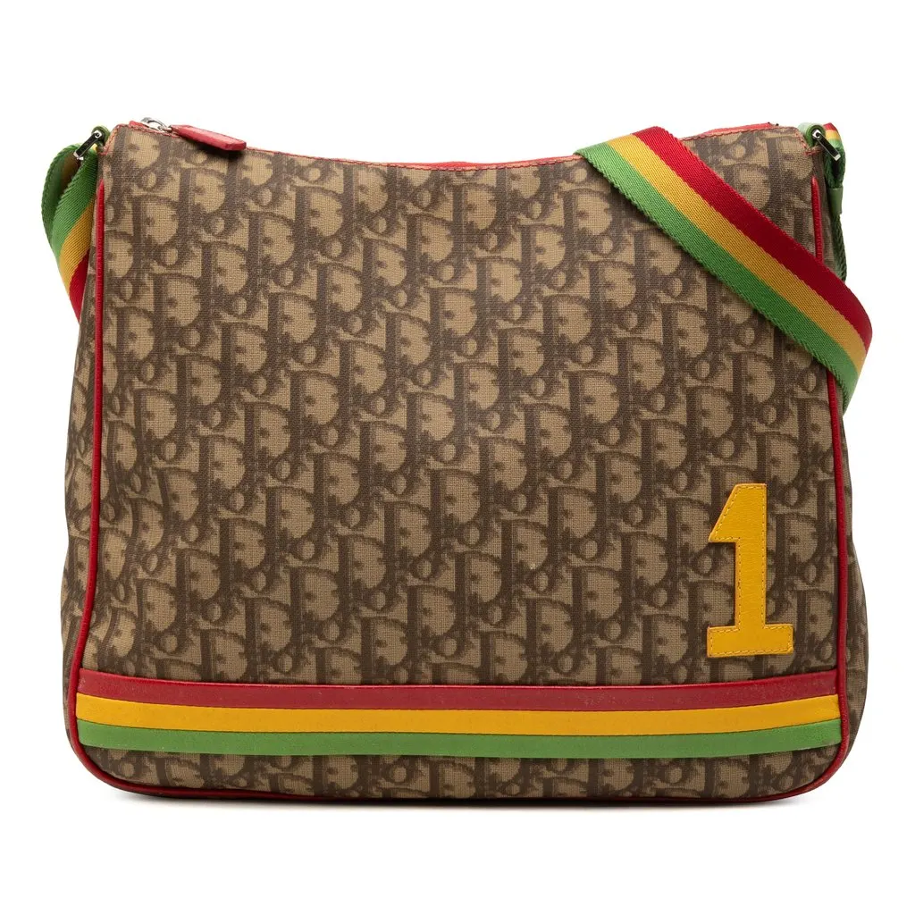 Dior Diorissimo Trotter Coated Canvas Rasta Crossbody Brown Very good - Front View