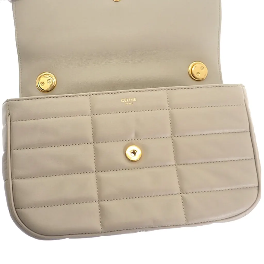 Celine Matelasse Goatskin Monochrome Chain Shoulder Bag Brown Leather Very good - Box View