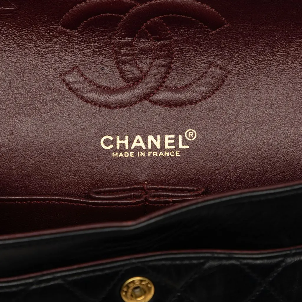Chanel Small Classic Lambskin Double Flap Black Leather Good - Box View