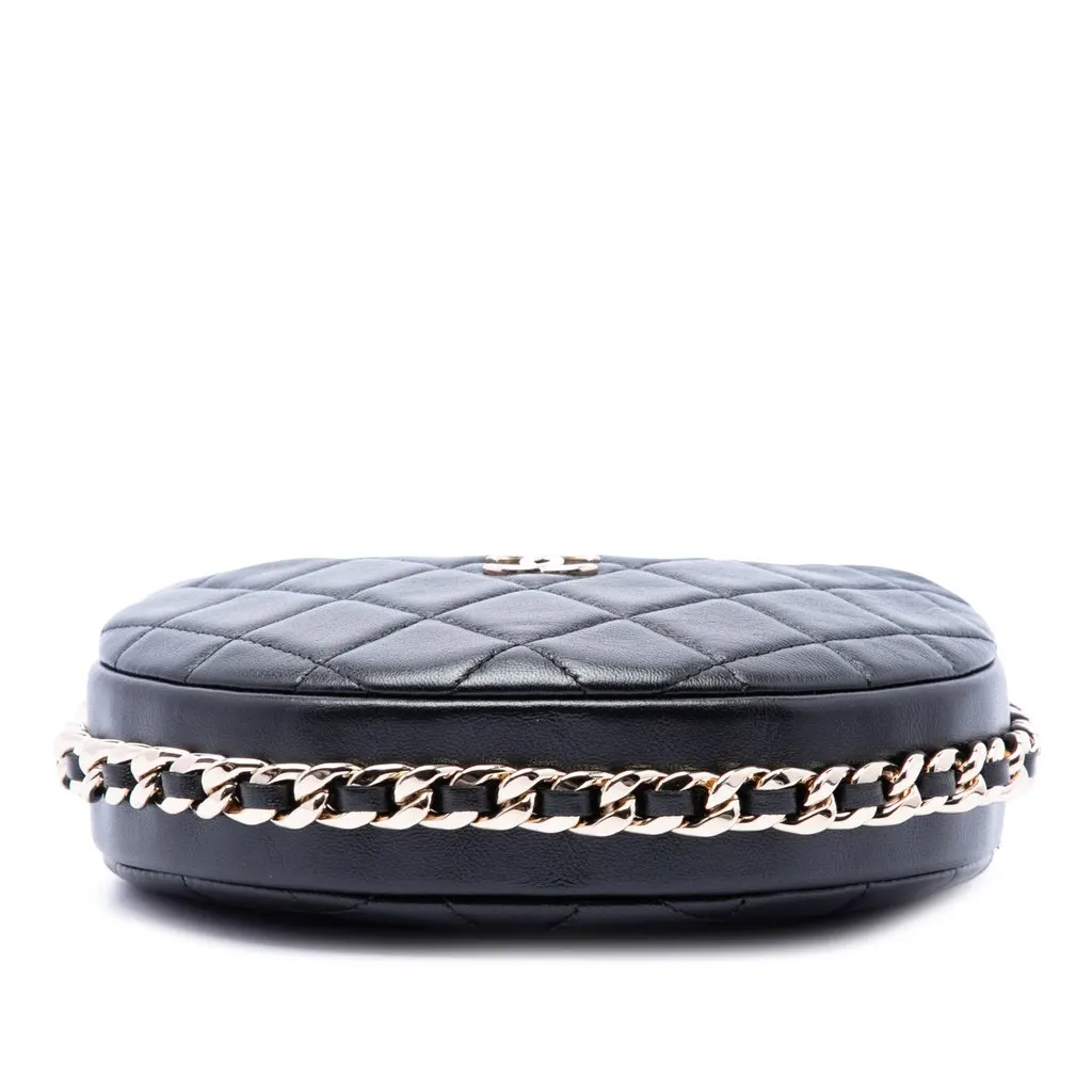 Chanel Mini Quilted Lambskin Chain Around Pouch Black Leather Very good - Inside View