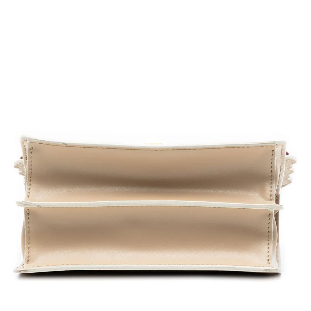 Fendi Mini Scalloped Leather and Studded Floral Kan I Crossbody Beige Leather Very good - Inside View