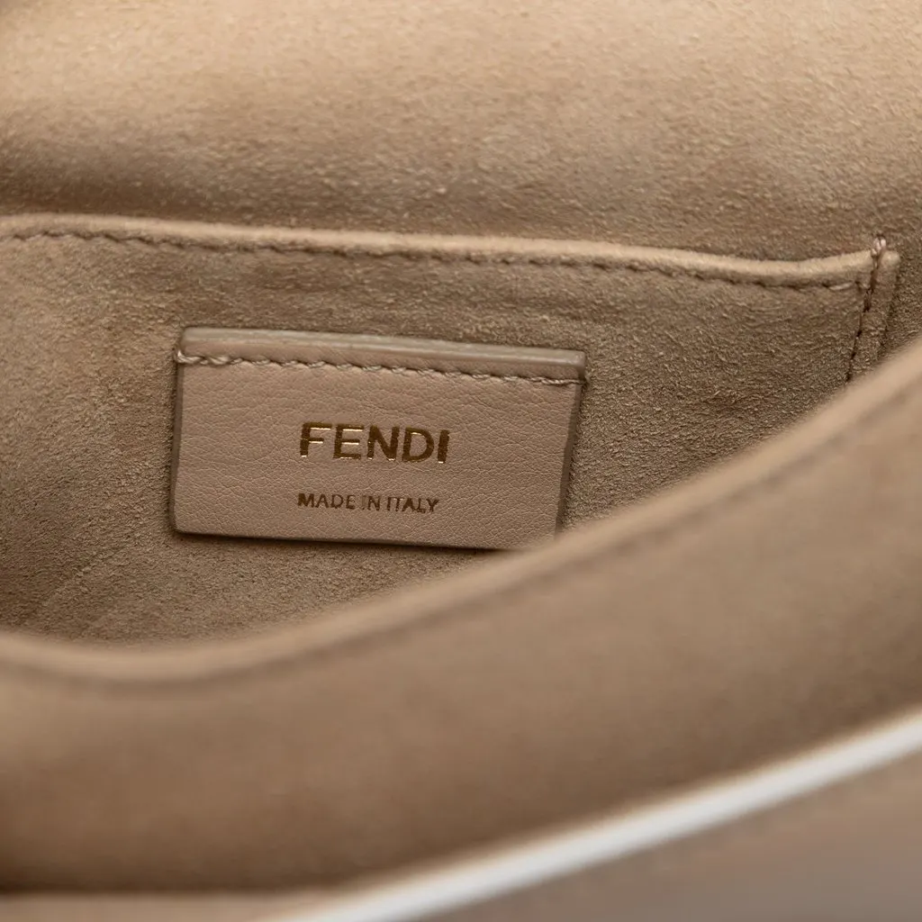 Fendi Mini Scalloped Leather and Studded Floral Kan I Crossbody Beige Leather Very good - Box View
