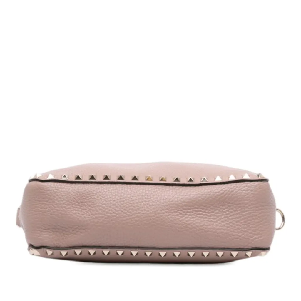 Valentino Small Grainy Calfskin Rockstud Flip Lock Messenger Bag Brown Leather Very good - Inside View