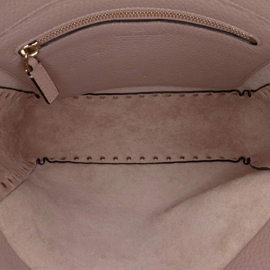 Valentino Small Grainy Calfskin Rockstud Flip Lock Messenger Bag Brown Leather Very good - Model View
