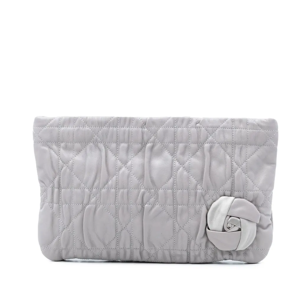 Dior Calfskin Cannage Rose Clutch MultiColor Leather Very good - Front View