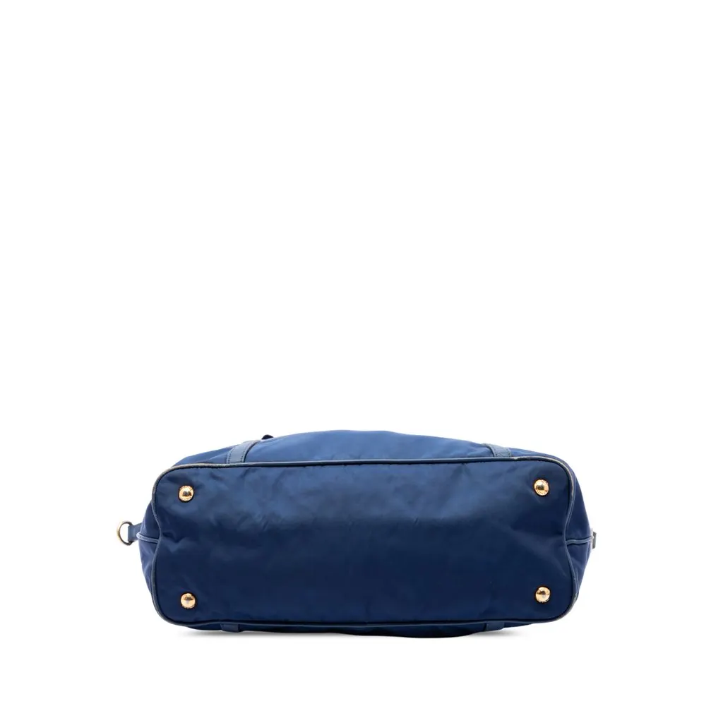 Prada Saffiano Trimmed Tessuto Zip Top Convertible Tote Blue Polyamide Good - Inside View