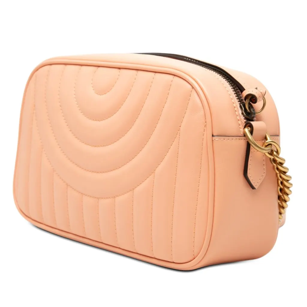Gucci Small GG Marmont Matelasse Calfskin Vertical Ring Crossbody Orange Leather Very good - Back View