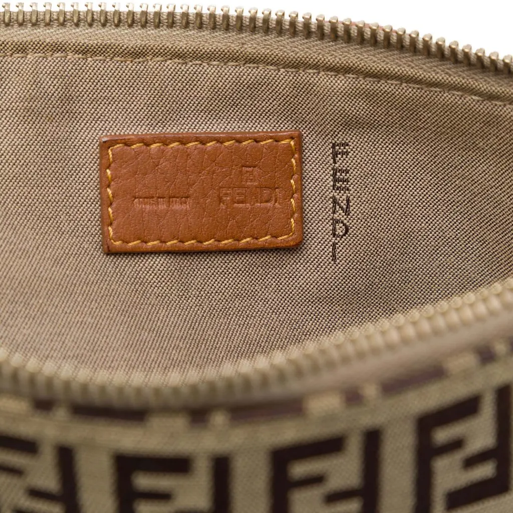 Fendi Zucchino Canvas Triple Strap Pochette Shoulder Bag Brown Canvas Good - Box View
