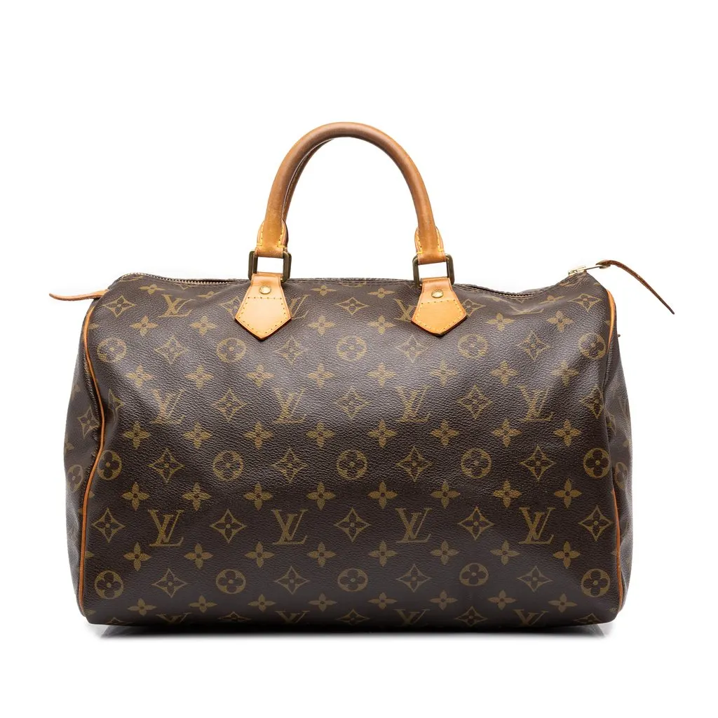 Louis Vuitton Monogram Speedy 35 Brown Canvas Good - Front View