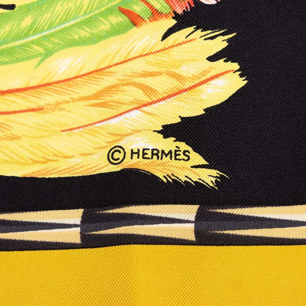Hermès Brazil Silk Scarf 90 Yellow Silk Very good - Model View