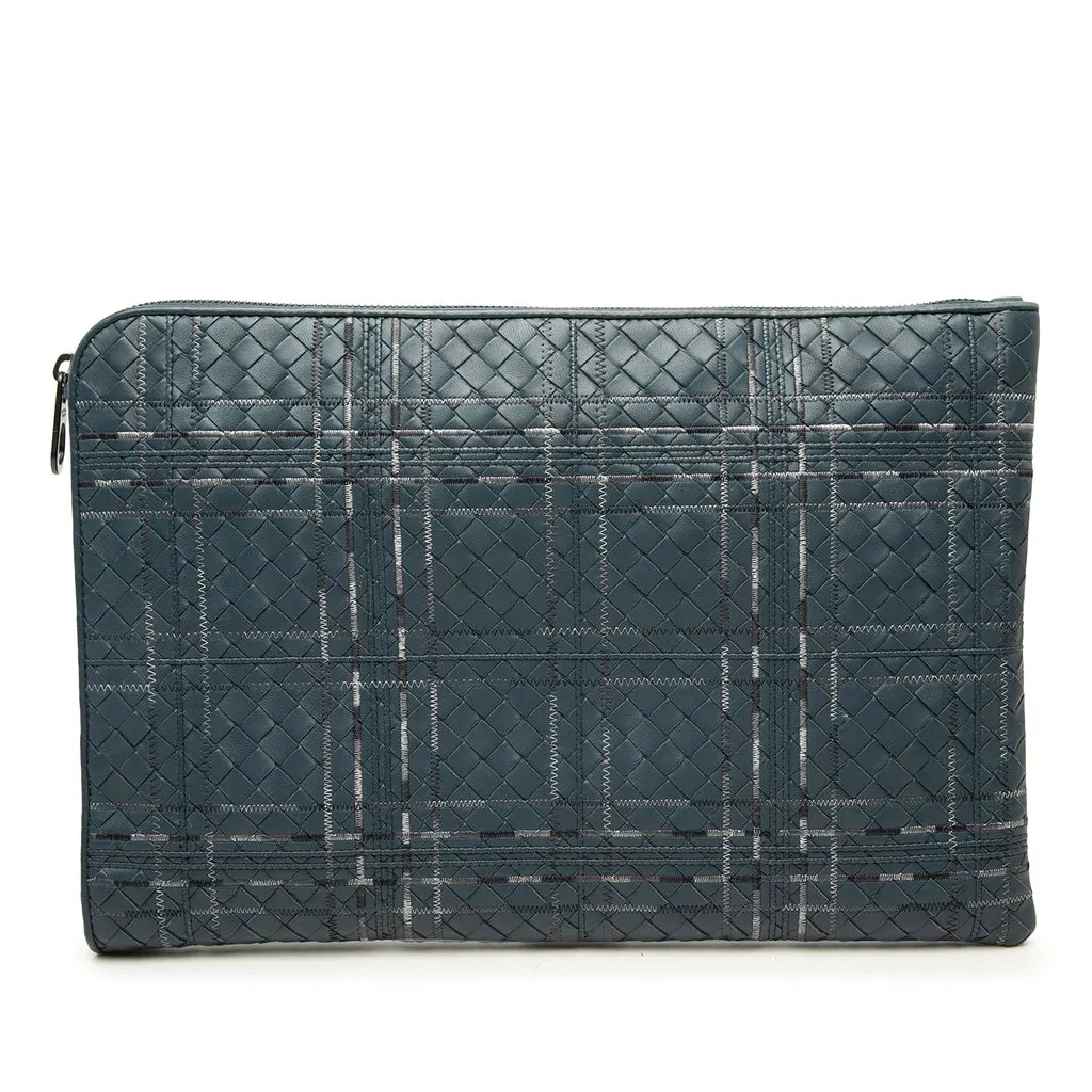 Bottega Veneta Nappa Intrecciato Metropolis Document Case Blue Leather Very good - Front View